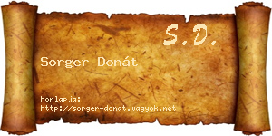 Sorger Donát névjegykártya